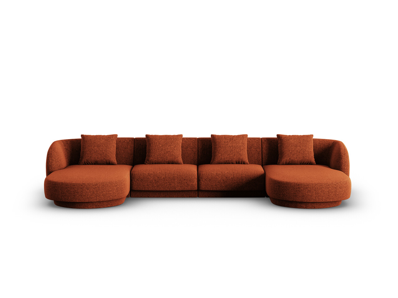 Coltar panoramic 5 locuri, Tulum, Cosmopolitan Design, 330x156x70 cm, tesatura chenille, teracota - imagine 6